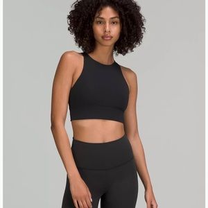 *NWT* Lululemon Size 4 High Neck Energy Bra - Black Lululemon print
